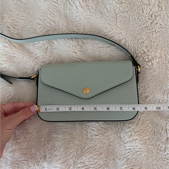 NWOT Authentic Gucci Green Calfskin Leather GG Super Mini crossbody purse  $1500 - Picture 7 of 16